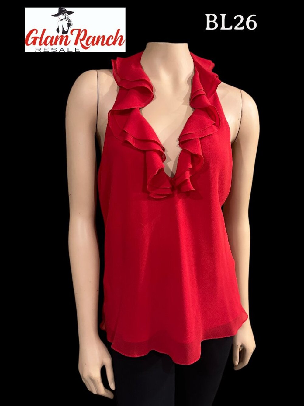 NWT Lauren by Ralph Lauren Red Ruffle Silk Halter Top Blouse SZ 12
